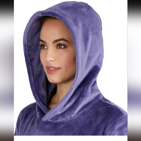 32 Degrees Purple Hooded Sleeplounger Gown Velour Velvet Size Large - Picture 3 of 13